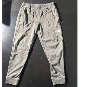 The North Face Mens Grey Heather Fleece Joggers Sweatpants Small Tapered Leg